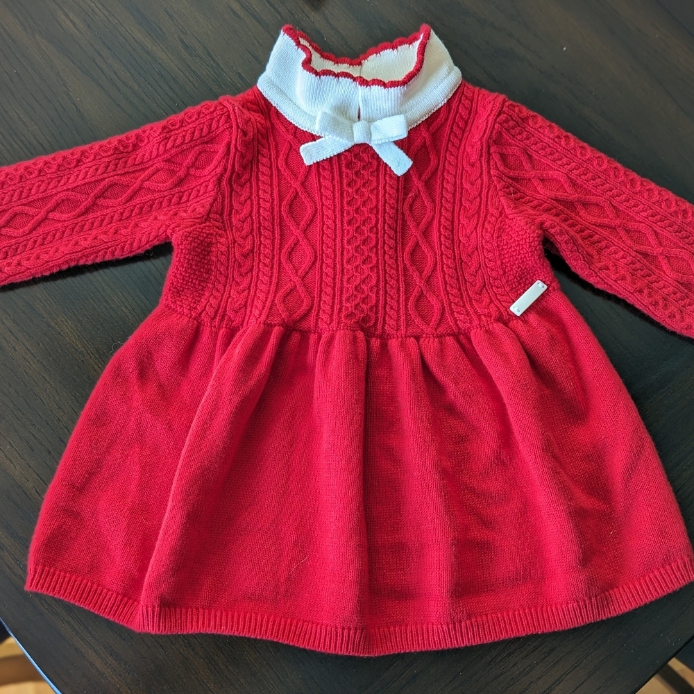 Janie and Jack 0-3 Month Baby  Christmas Dress Red Knit